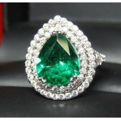 Sold Gia 3.37Ct Emerald & 2 Row Diamond Ring Platinum by Jelladian