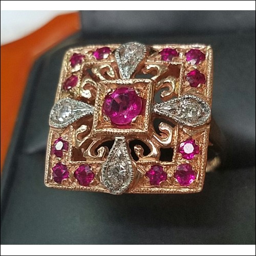 $5,000 Estate 2.00Ct Ruby & Diamond Ring 14k Rose Gold