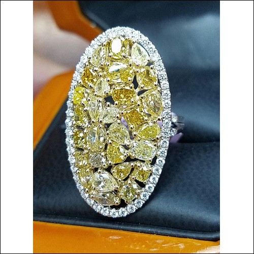 $25,000 4.86Ct Fancy Yellows & White Diamond Ring 14k