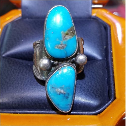 Estate Turquoise Ring Silver