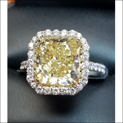 $100,000 Reserve 6.13Ct Fancy Intense Yellow Vvs2 & White Diamond Ring Gia Certified 18k