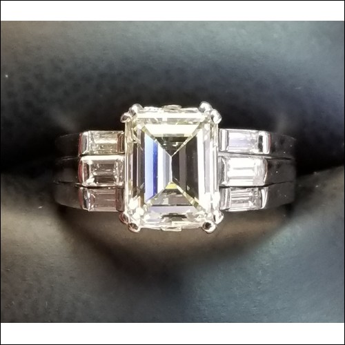 $10,000 Reserve 2.96Ct Emerald Cut Diamond Ring 14kwg