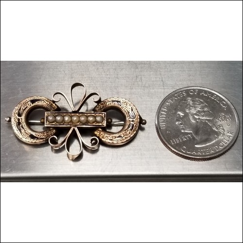 $100 Reserve Pearl Brooch Pin 10k Gold 3.8 grams