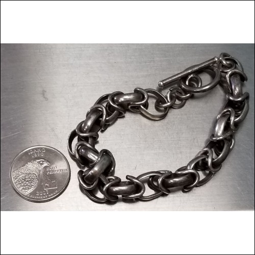 $50 Reserve 45.03 Gram Man's Silver Toggle Bracelet .925
