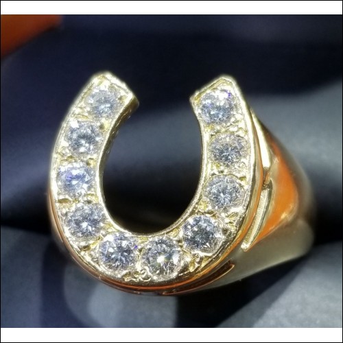 $1,500-$2,000 1.00Ct Diamond Man's Horseshoe Ring 14k Gold Reserve $1,000