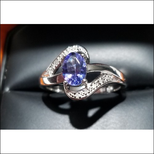 Priced to Move $50 Delivered Tanzanite & Diamond Ring Silver- December Birthstone