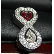 Sold Reorder for $15,000 Gia Red Beryl & Diamond Love Infinity Pendant Platinum By Jelladian