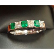 This Ring had 32,995 Views on LuxuryWorld.com $2,480 1.50Ctw Princess Cut Diamond & Emerald Band 18k White Gold By Jelladian