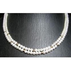 18" DOUBLE STRAND FRESHWATER PEARL NECKLACE 14K MARQUISE FILIGREE CLASP $1NR