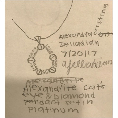 Gia 5.00Ct Alexandrite Cat's Eye & Diamond Pendant in Platinum by Alexandra Cristina Jelladian