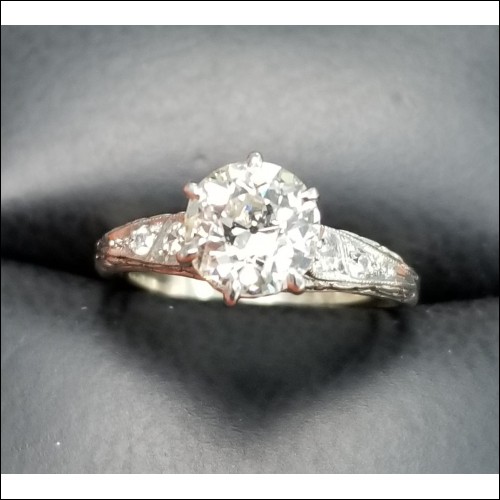 $5,000 Reserve 1.15Ct European Cut Diamond Ring Platinum