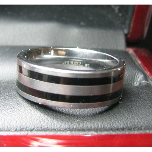 GENTS DOUBLE STRIPED COMFORT FIT TUNGSTEN CARBIDE VACATION WEDDING BAND $1NR