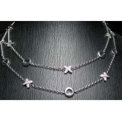 HUGS & KISSES DIAMOND LINK DOUBLE ROW NECKLACE STERLING $1NR