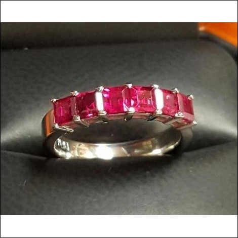 Sold Reorder for $3,000 1.97Ct Red Carre Ruby Anniversary Band Platinum by Jelladian ©