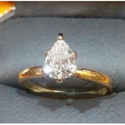 Estate .98Ct Pear Brilliant Diamond Engagement Ring 14k Gold