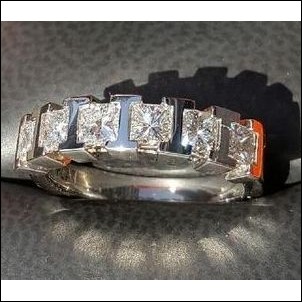 Sold Reorder from the Manufacturer Direct for $4.228 1.45Ct 5 Princess Cut Diamond Wedding Band in Platinum by Jelladian