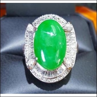 $30,000 Estate 10.00Ct Translucent Gia Natural Jadeite Jade & Diamond Ring Platinum Final Price $8,888