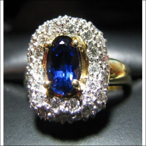 $17,000 ESTATE GEMMY BLUE 2.00CT CEYLON SAPPHIRE & PAVE DIAMOND RING 18K $1NR