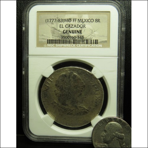 SHIPWRECK GULF OF MEXICO 1777-1783 8 REALES COIN NGC CERTIFIED $1NR