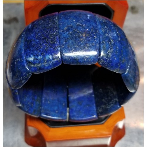 $400 Estate Lapis Lazuli Deep Blue Wide Flexible Bangle Bracelet $1Nr