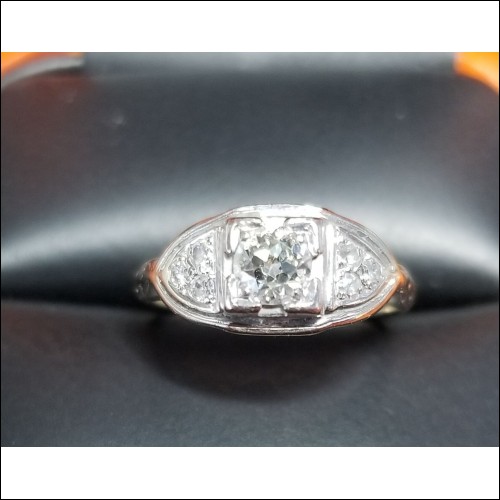 $1,500 Estate European Cut Diamond Wedding Ring 18k White Gold $1Nr