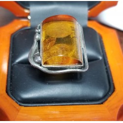 Estate Big Neat Orange Amber Ring Sterling Silver 925 $1Nr
