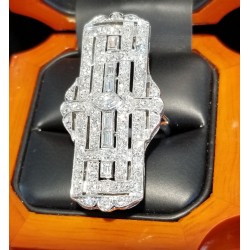 Estate 3.00Ct Diamond Brooch Ring Platinum & White Gold Labor Day Auction Sept 2