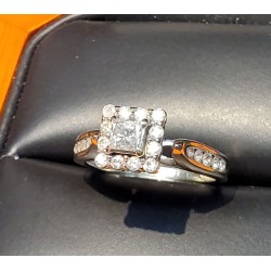 $380-$480 Estate .60Ct Princess Cut & Round Diamond Engagement Ring 14k White Gold $1Nr