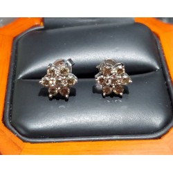 $300-$400 Estate .70ct Fancy Brown Diamond Earring Pinwheel Studs 14k White Gold $1Nr