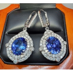 $4,500-$5,500 Gorgeous 10.02Ct Tanzanite and Diamond Earrings 18k December Birthstone