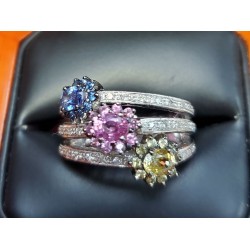 $600-$900 2.15ct Multi Color Sapphire & Diamond Ring 18kwg