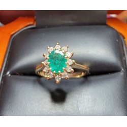 Estate .94Ct Emerald & Diamond Ring 14k Gold $1Nr