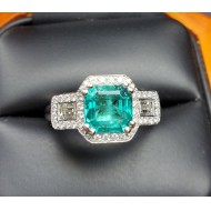 $8,900 2.08Ct Emerald and Diamond Ring Platinum by Jelladian