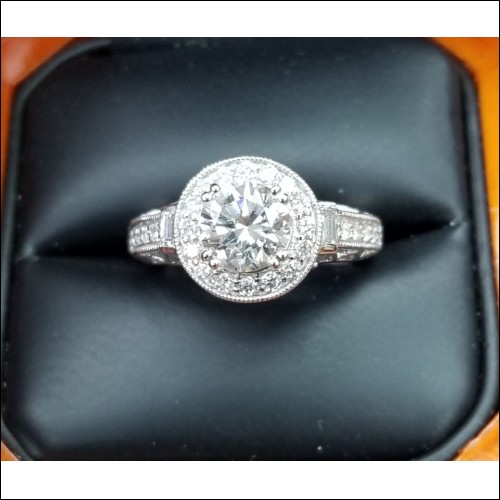 1.24Ct Center Roumd Diamond Wedding Ring 14k White Gold with Egl Cert & Appraisal