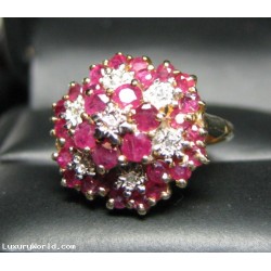 ESTATE RUBY & DIAMOND COCKTAIL RING YELLOW GOLD $1NR