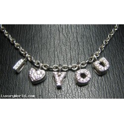 $15,000 "I LOVE YOU" DIAMOND CHARM & LINK NECKLACE 14KWG $1NR