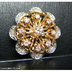$11,000 ESTATE EXQUISITE 1.14CT BUTTERCUP DIAMOND CIRCLE PENDANT OR BROOCH 14K $1NR