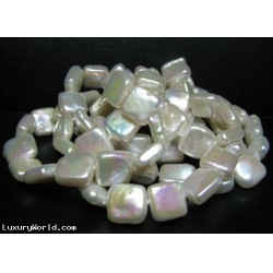 34" MOTHER OF PEARL SQUARES LONG NECKLACE $1NR