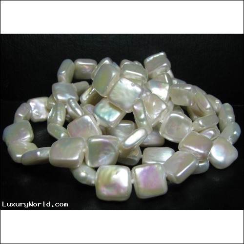 34" MOTHER OF PEARL SQUARES LONG NECKLACE $1NR
