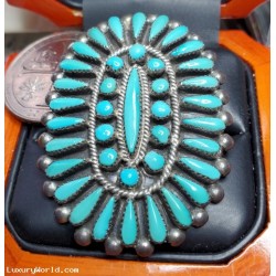 Estate C Wallace Zuni Indian Turquoise Pendant/Pin Silver $295 Buy Out Now or Make Best Offer