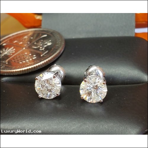 Estate 1.88Ct Diamond Stud Earrings 14k white gold $3,800 Buy out Now or make best offer