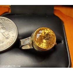 $500-$800 Estate 5.00Ct Hessonite Orange Garnet Round Brilliant 18k gold bezel with sterling