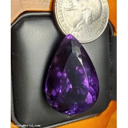 $350-$450 40.98Ct Deep Purple Pear Amethyst Gem February Birthstone