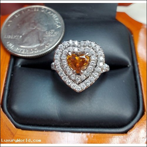 $5,000-$10,000 Gia Certified Natural Fancy Deep Brownish Yellowish Orange Diamond Ring