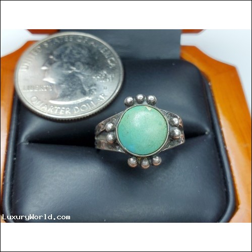 $25-$50 Estate Turquiose Ring size 4.5 Sterling Silver $1Nr
