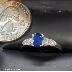 $500-$1,000 Estate 1.09ctw Gia certified Natural Blue Sapphire & Diamond Ring Platinum $1Nr