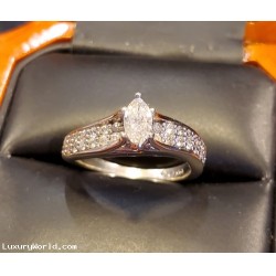 $500-$1,000 Estate .84ctw Marquise Diamond Wedding Ring 14k White Gold