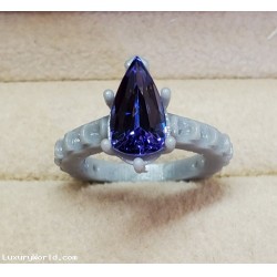 2.07Ct Tanzanite Pear Shape Ring to be set in 18k with Emeralds $1,500 Firm