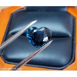 2.93Ct Blue Tourmaline Heart Surrounded by Diamonds 18k Gold $2,000 Firm
