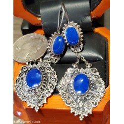 $100-$200 Estate Pretty Blue Chandelier Earrings
